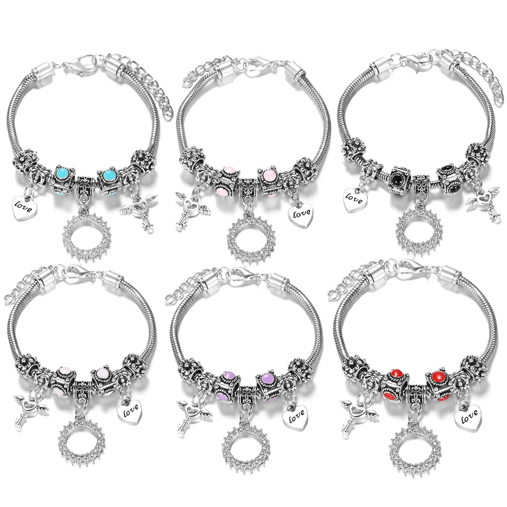 Multi Style Rhinestone 6 Color Beaded Bangle Lobster Buckle Adjustable Snake Chain Elephant Bracelet Pendant Woman Jewelry Gift