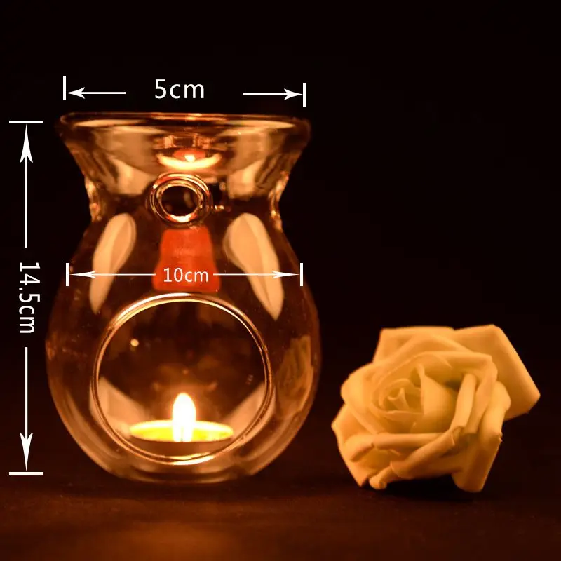 Nordic Home Decor Glass Candle Heat Resistant Oil Furnace Aroma Burner Holder Candlestick Vase Romantic Wedding Decoration