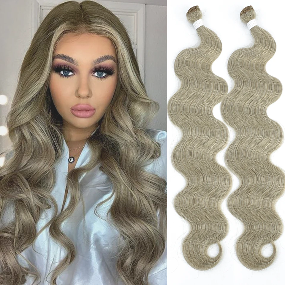 Body Wave Bundles Hair Weave Bundles 1/3 PCS Synthetic Hair Bundles Natural /Jet Black Fake Hair Extensions
