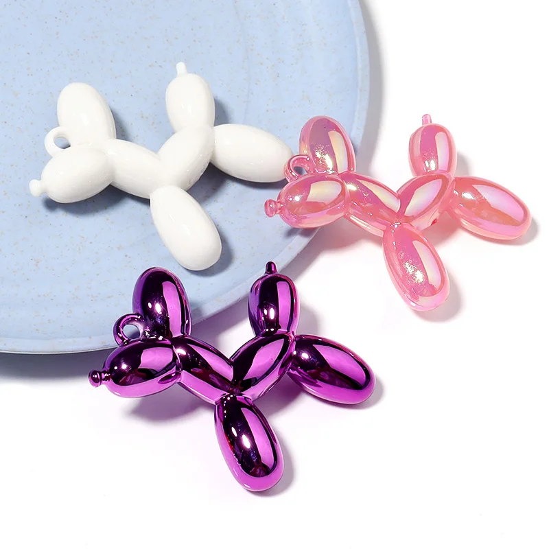 Louleur 5Pcs 46x50mm Fluffy Balloon Dog Shape Acrylic Pendant Charms Pendant For Bracelet DIY Necklace Jewelry Making