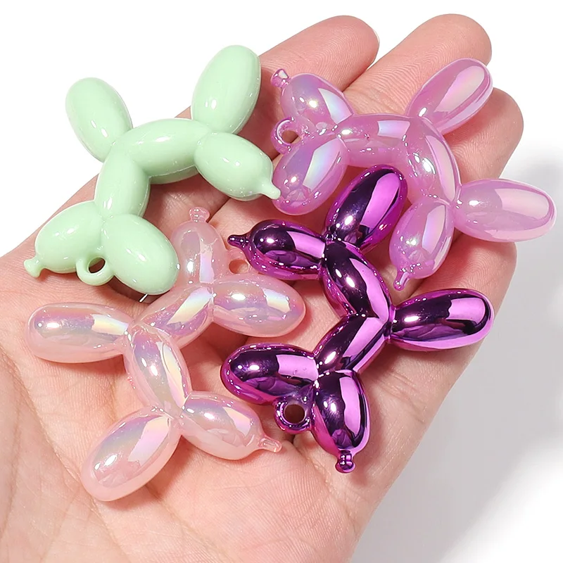 Louleur 5Pcs 46x50mm Fluffy Balloon Dog Shape Acrylic Pendant Charms Pendant For Bracelet DIY Necklace Jewelry Making