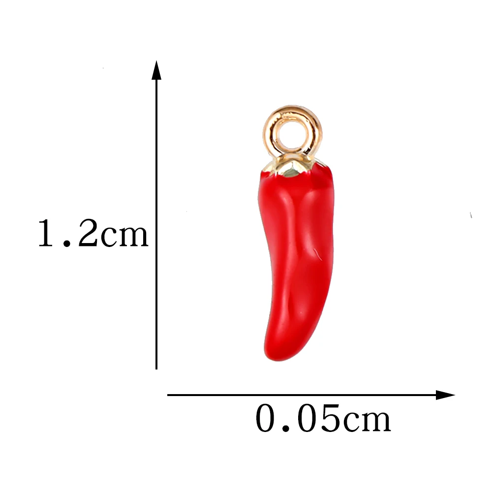 10Pcs 3D Pepper Enamel Alloy Pendant Cute Mini Red Chili Food Charm for Women's Bracelet Earrings DIY Jewelry Making Accessory