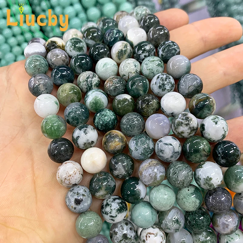 Natural White tree patterned agate Smooth Loose Handmade For Jewelry Making DIY Earrings Charm Bracelet 15" Strand 4/6/8/10/12mm