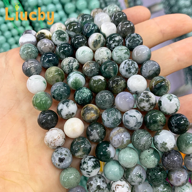 Natural White tree patterned agate Smooth Loose Handmade For Jewelry Making DIY Earrings Charm Bracelet 15" Strand 4/6/8/10/12mm