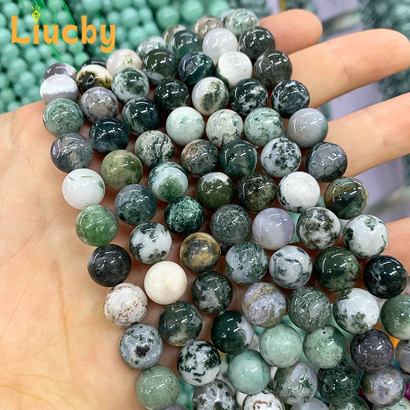 Natural White tree patterned agate Smooth Loose Handmade For Jewelry Making DIY Earrings Charm Bracelet 15" Strand 4/6/8/10/12mm