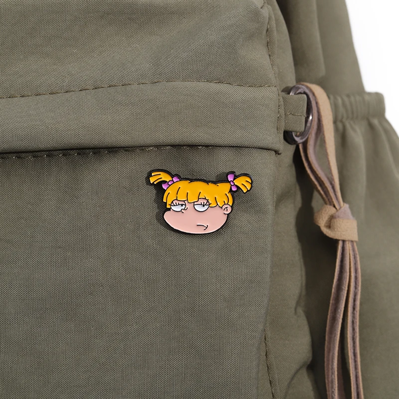 Naughty Cool Girl Enamel Pins Custom Yellow Haired Girl Brooches Lapel Badges Cartoon Funny Jewelry Gift for Friends