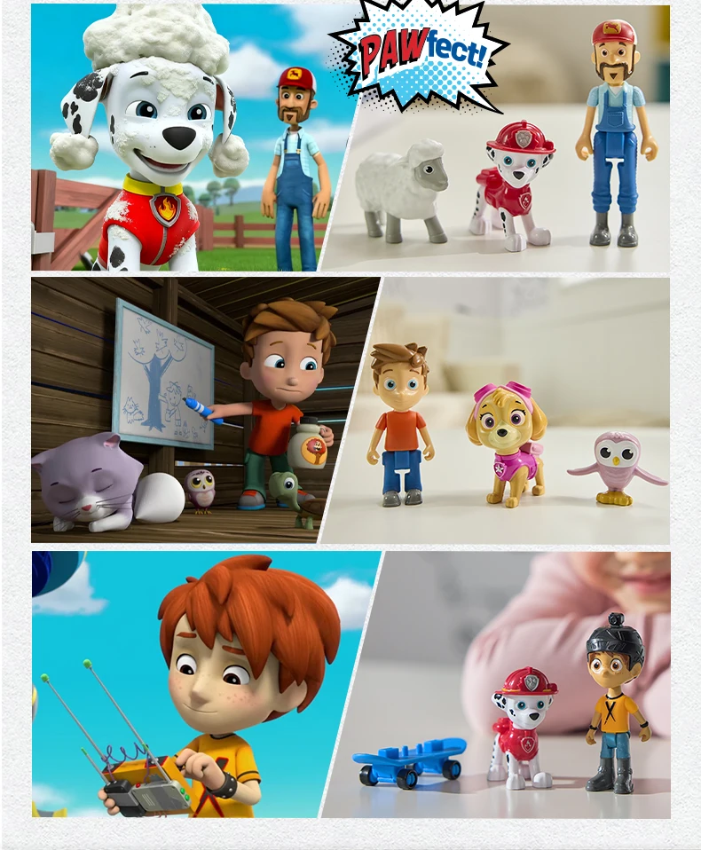 Original Paw Patrol Mayor Goodway Chickaletta Humdinger Danny Yumi Captain Turbot Chase Hero Figure Set Boys Girls Children Toy