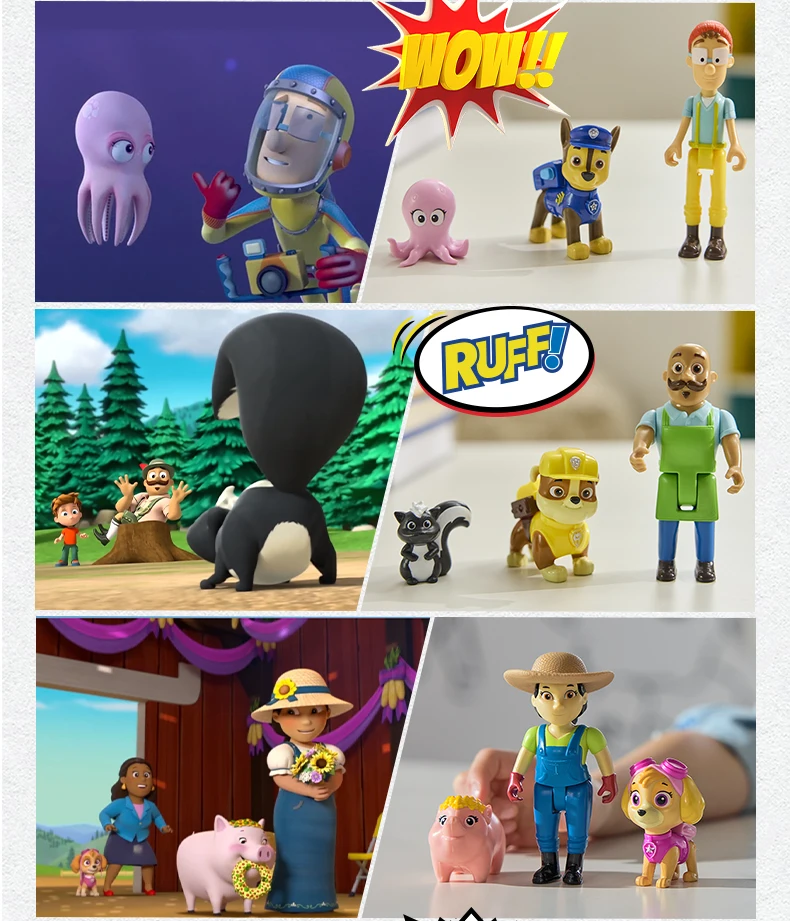 Original Paw Patrol Mayor Goodway Chickaletta Humdinger Danny Yumi Captain Turbot Chase Hero Figure Set Boys Girls Children Toy