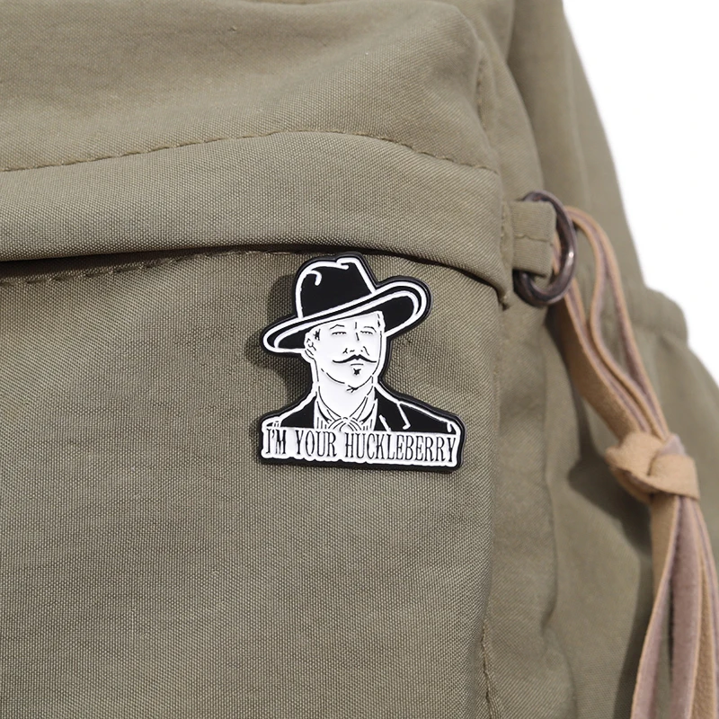 Movie Characters Enamel Pins Custom I'M YOUR HUCKLEBERRY Brooches Lapel Badges Cartoon Funny Jewelry Gift for Fans Friends