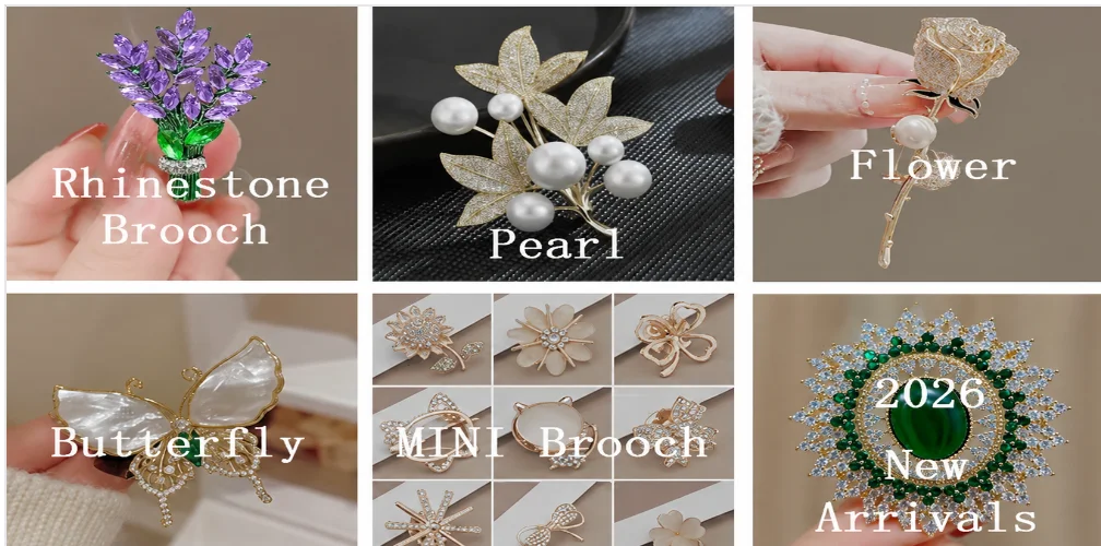 Luxury Elegent Gold Color Crystal Zircon Pins Fashion Women Rhinestones Brooches Safety Metal Pin Shawl Scarf Jeans Buckle Party