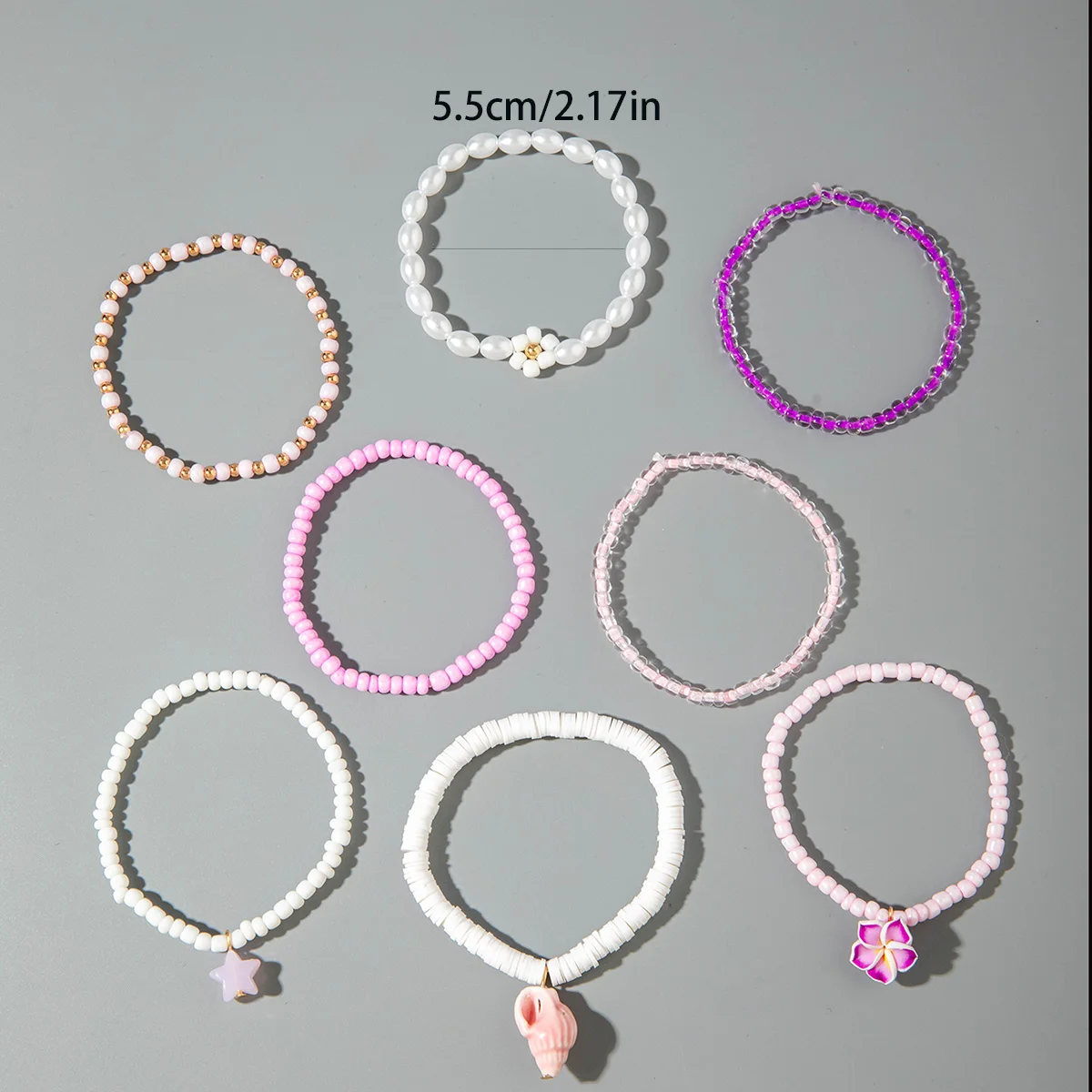 Tocona 5pcs/set Bohemian Imitation Pearl Bracelets for Women Ethnic Style Shell Beaded Bangles Summer Beach Jewelry Set 26165