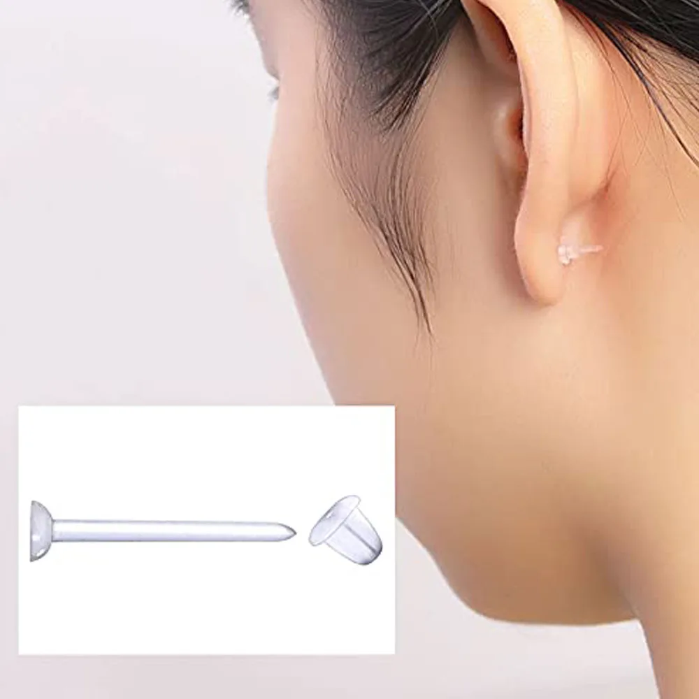 2pcs Clear Surgery Bioflex Nose Rings Belly Rings Septum Eyebrow Lip Cartilage Earring Industrial Plastic Piercing Jewelry