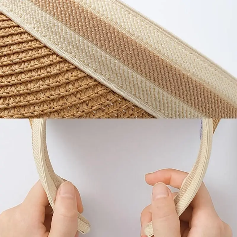 Woman New Fashion Sun Hats Female Outdoor Visor Beach Caps Breathable Empty Top Straw Cap Female Anti-UV Beach Cap