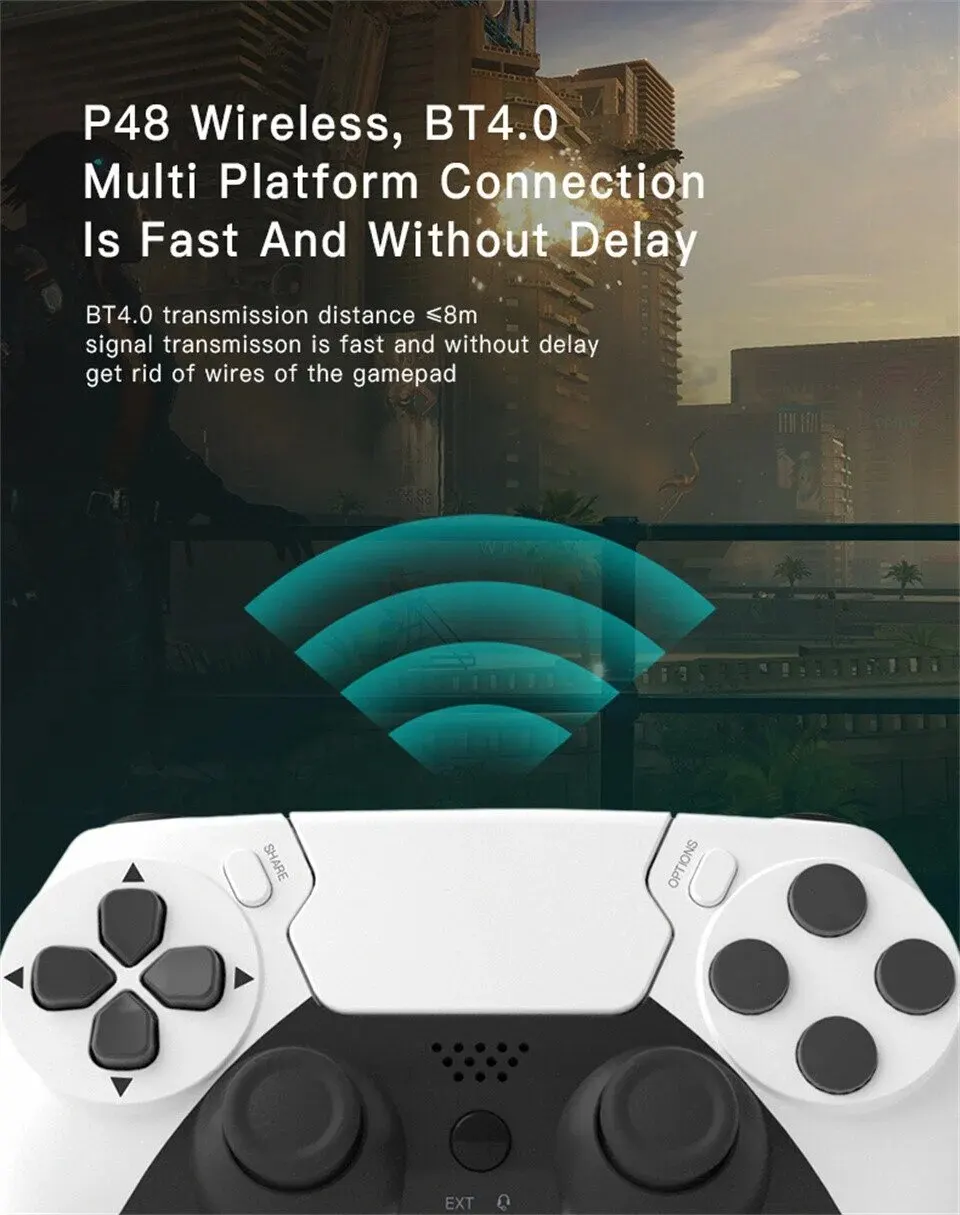 GAMINJA New Wireless Gamepad P48 with Six Axis Gyroscope Game Controller For PS4 PS3 Console Dual Vibration PC Joystick