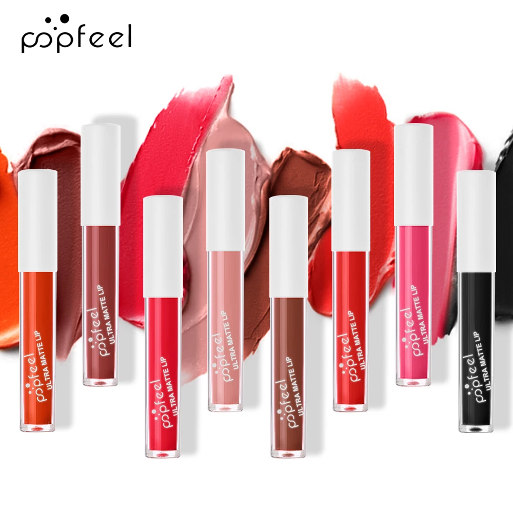 POPFEEL Party Lip Glaze Personality Candy Color Lip Gloss, Black Lip Glaze, Non-stick Cup Long Lasting Lip Gloss