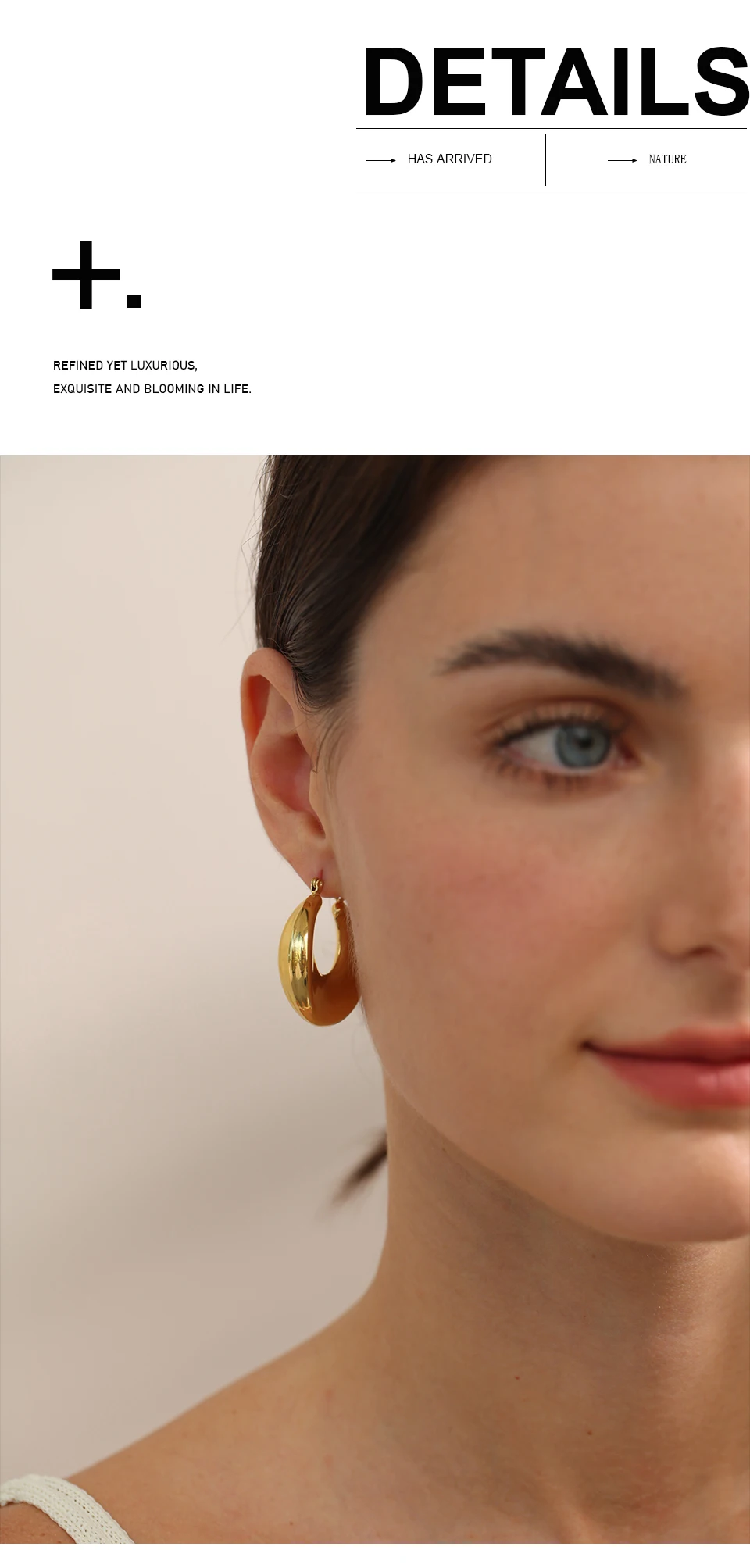 Yhpup High Quality Minimalist Sleek Stainless Steel Metal Round Hollow Hoop Earrings for Women Water Resistant Jewelry