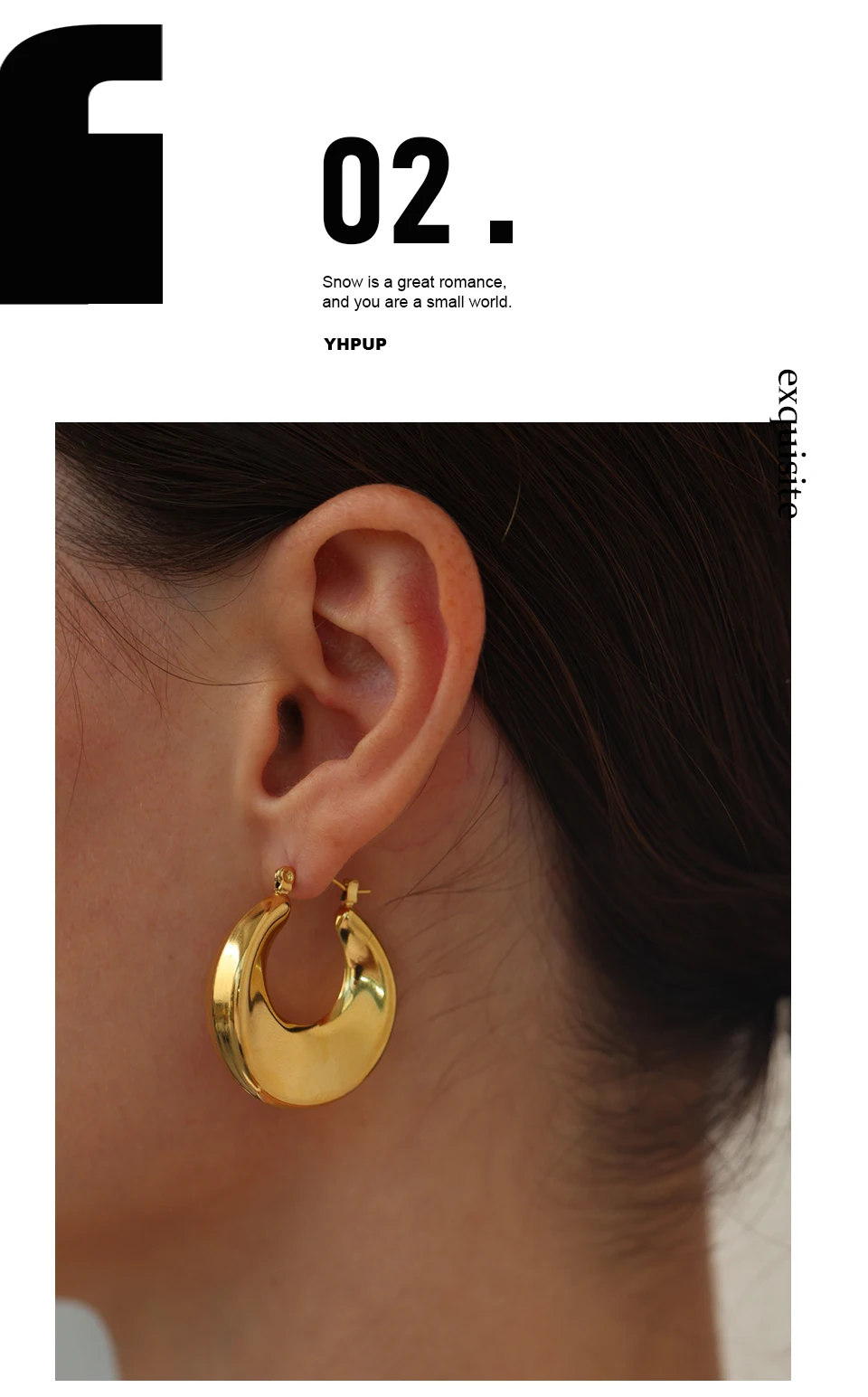 Yhpup High Quality Minimalist Sleek Stainless Steel Metal Round Hollow Hoop Earrings for Women Water Resistant Jewelry