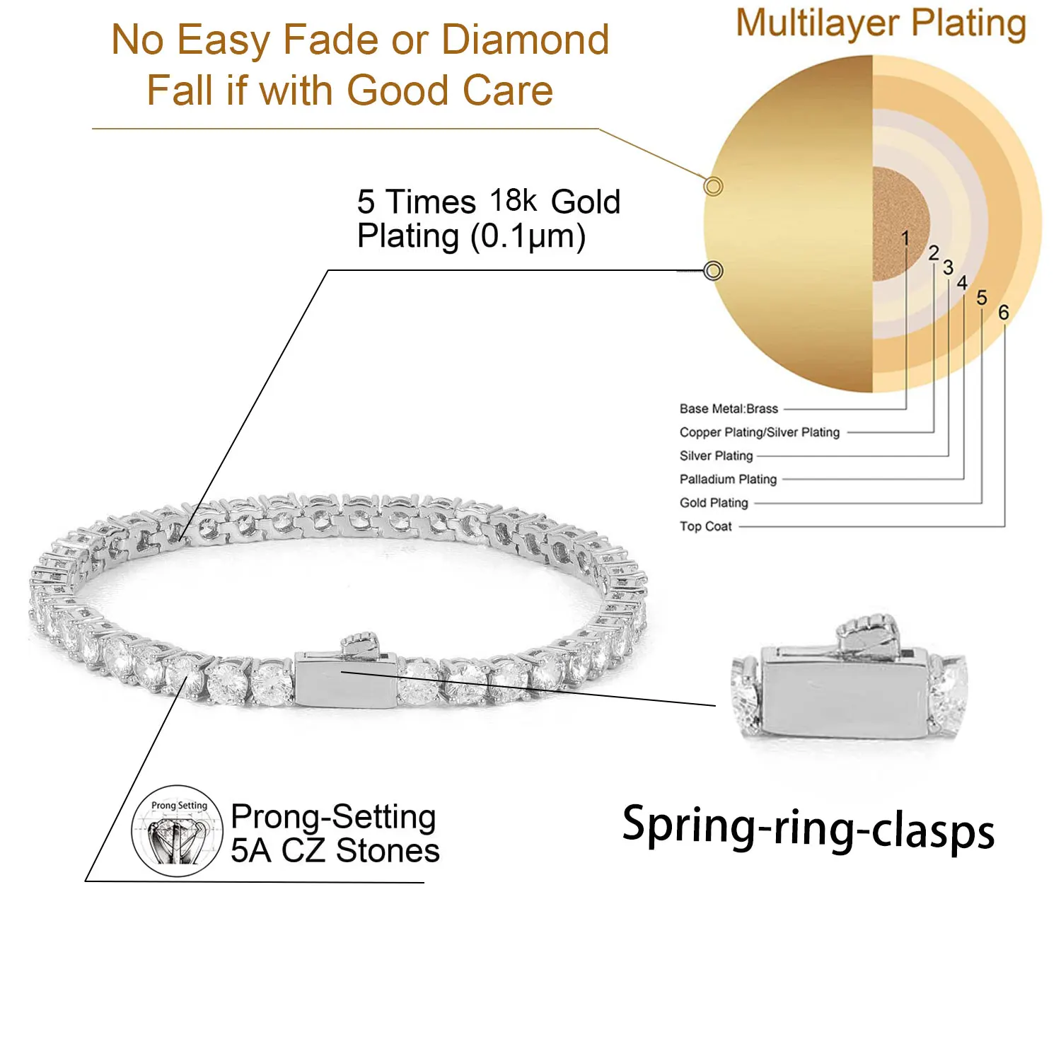 Hip Hop Jewelry Cubic Zirconia Iced Out Tennis Chain Iced Out 18k Gold Plated Bling Necklace For Women Drop Shipping