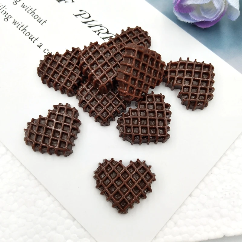 10pcs/lot Food Cabochon Cute Resin Heart-Shaped Biscuit Flat back For Scrapbooking Craft Embellishment Mobile Decoration