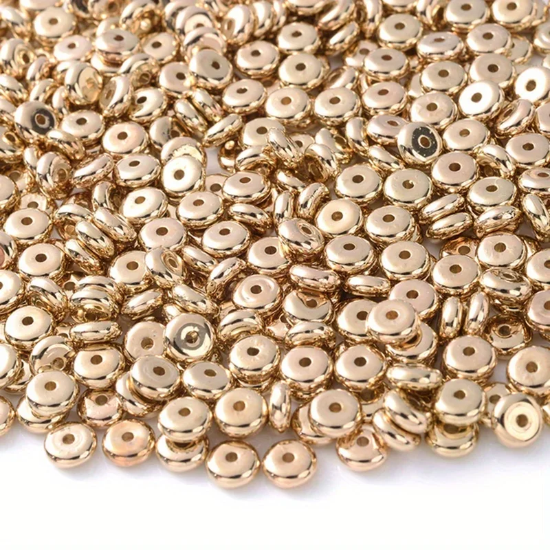 200PCS Mixed Color 6mm CCB Charm Spacer Wheel Bead Round Loose Beads Gold Silver For DIY Jewelry Making Accessories