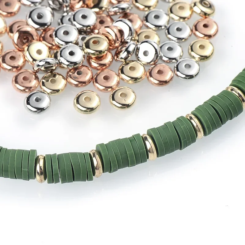 200PCS Mixed Color 6mm CCB Charm Spacer Wheel Bead Round Loose Beads Gold Silver For DIY Jewelry Making Accessories