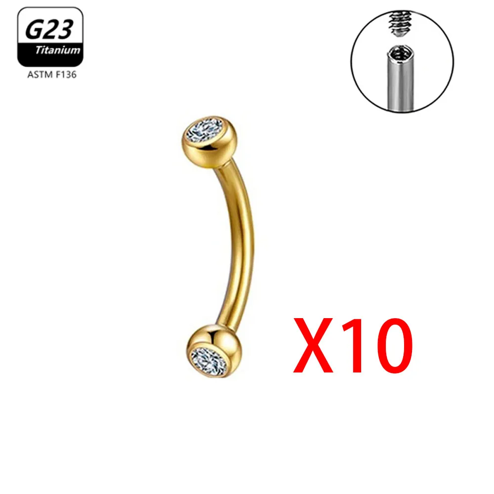 1/5/50pcs G23 Titanium ASTM-F136 Piercings Eyebrow Zircon Earring Internal Thread Eyebrow Body Jewelry Wholesale
