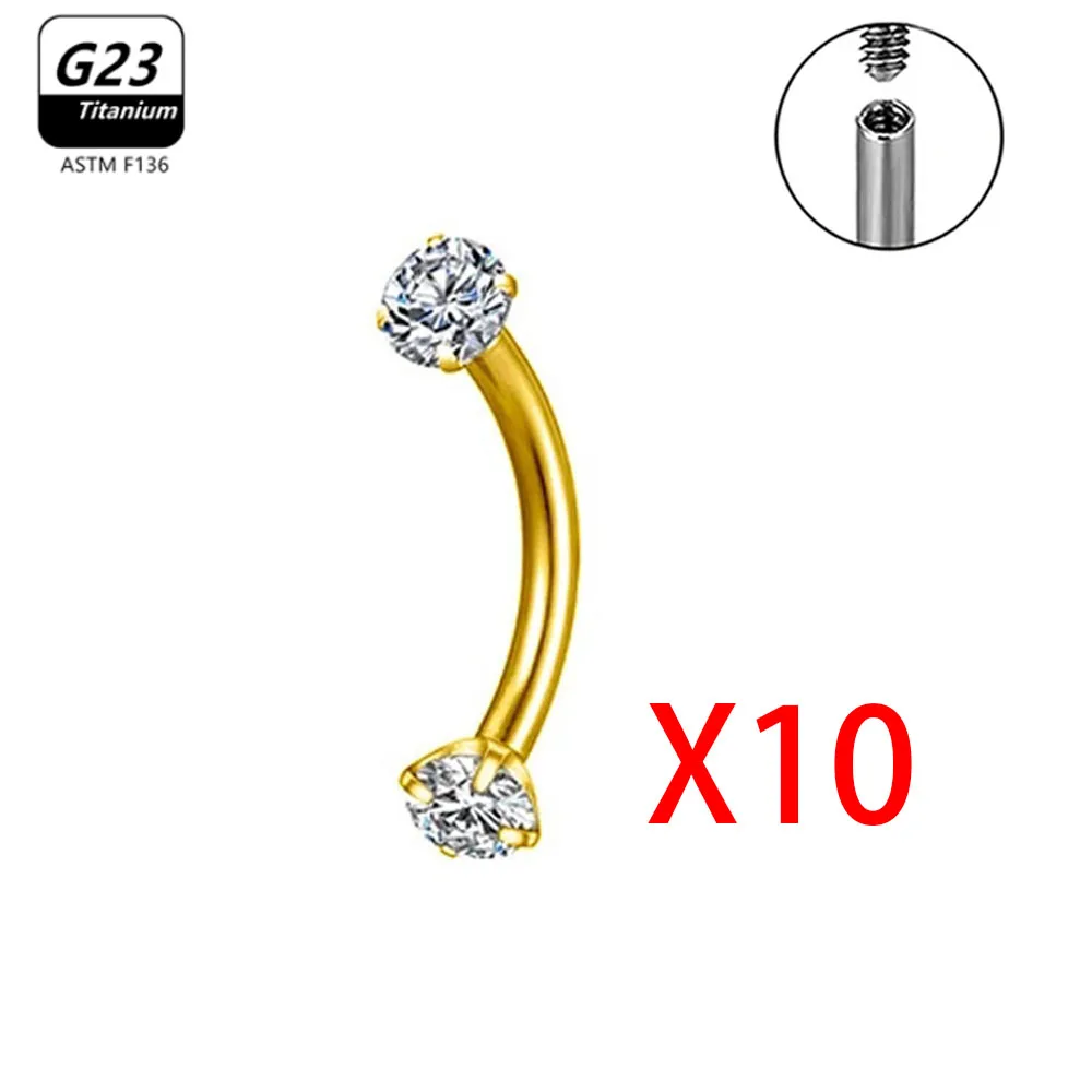 1/5/50pcs G23 Titanium ASTM-F136 Piercings Eyebrow Zircon Earring Internal Thread Eyebrow Body Jewelry Wholesale