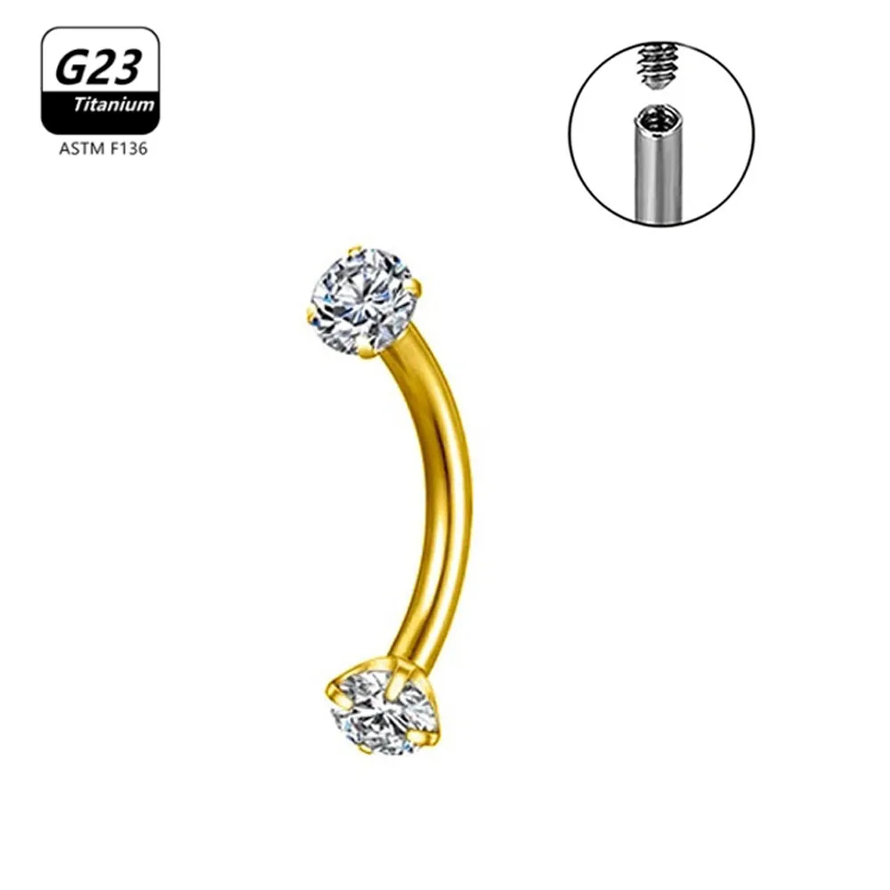 1/5/50pcs G23 Titanium ASTM-F136 Piercings Eyebrow Zircon Earring Internal Thread Eyebrow Body Jewelry Wholesale
