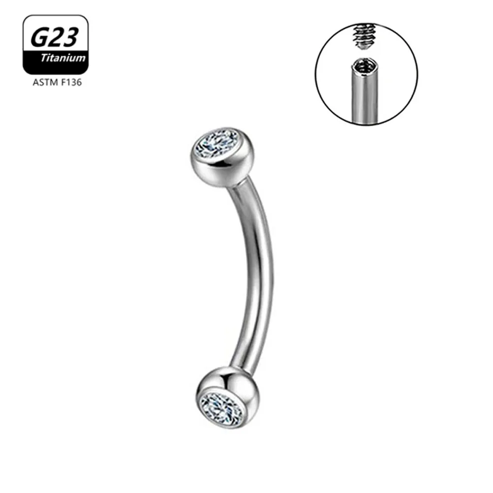 1/5/50pcs G23 Titanium ASTM-F136 Piercings Eyebrow Zircon Earring Internal Thread Eyebrow Body Jewelry Wholesale