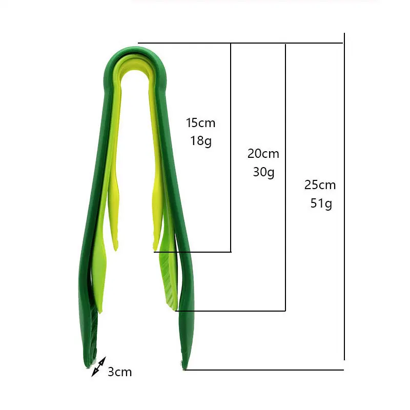 JCD 3pcs Plastics Food Tong Kitchen Tongs Non-slip Cooking Clip Clamp BBQ Salad Tools Grill Kitchen Accessories