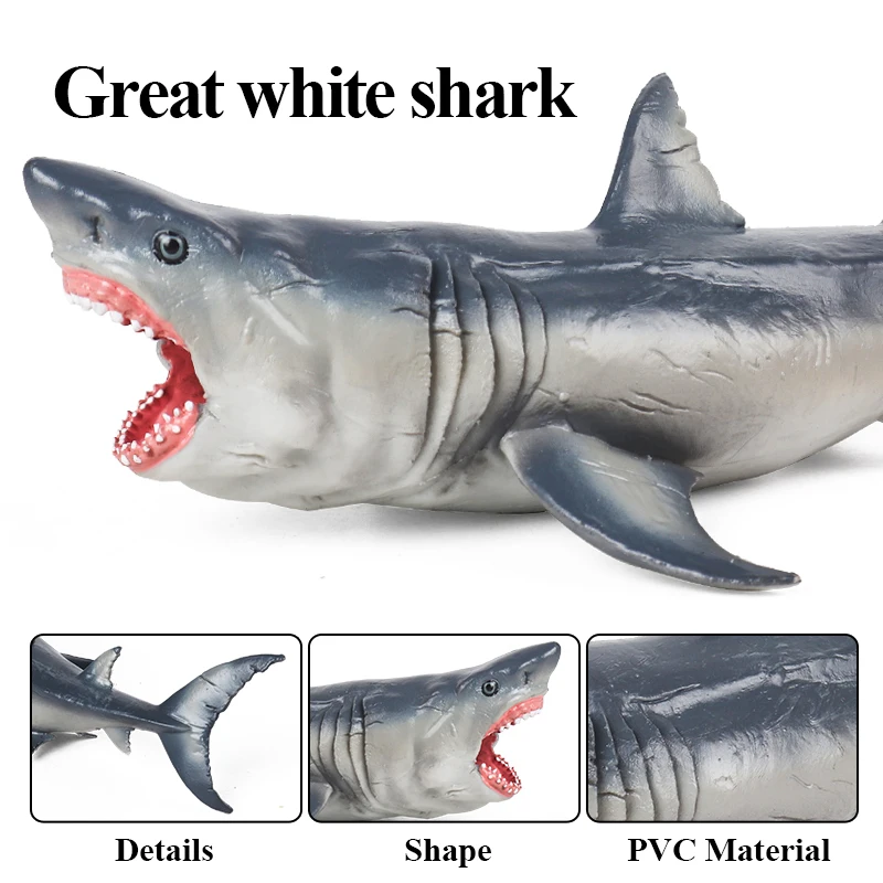 Oenux Ocean Animals Action Figures Sealife Shark Whare Megalodon Model Figurines PVC Home Decoration Kid Cognitive Education Toy
