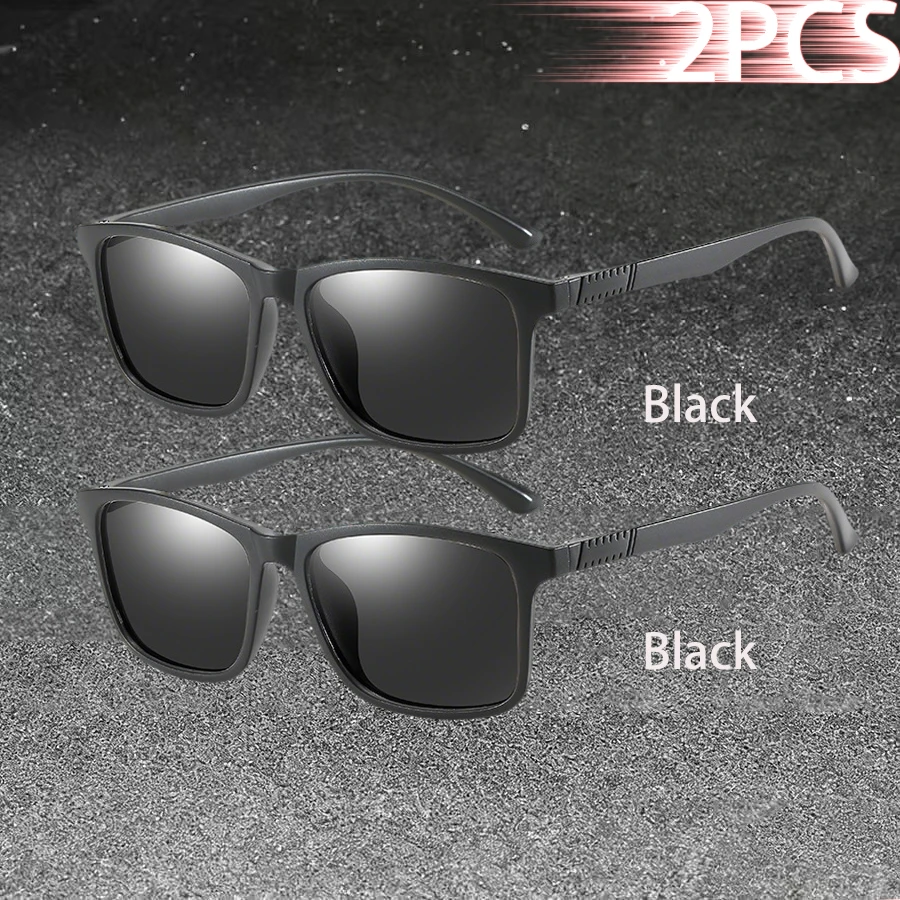 1-2PCS Luxury Men Sunglasses Fashion Vintage Square Ultra Light Frame Driving Fishing Sun Glasses For Man Eyewear