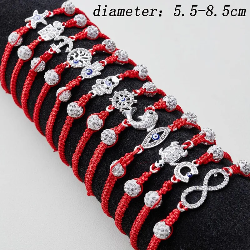 12Pcs/Set Evil Eye Bracelet Set for Both Men and Women Woven Red Bracelet Adjustable to Protect Friendship