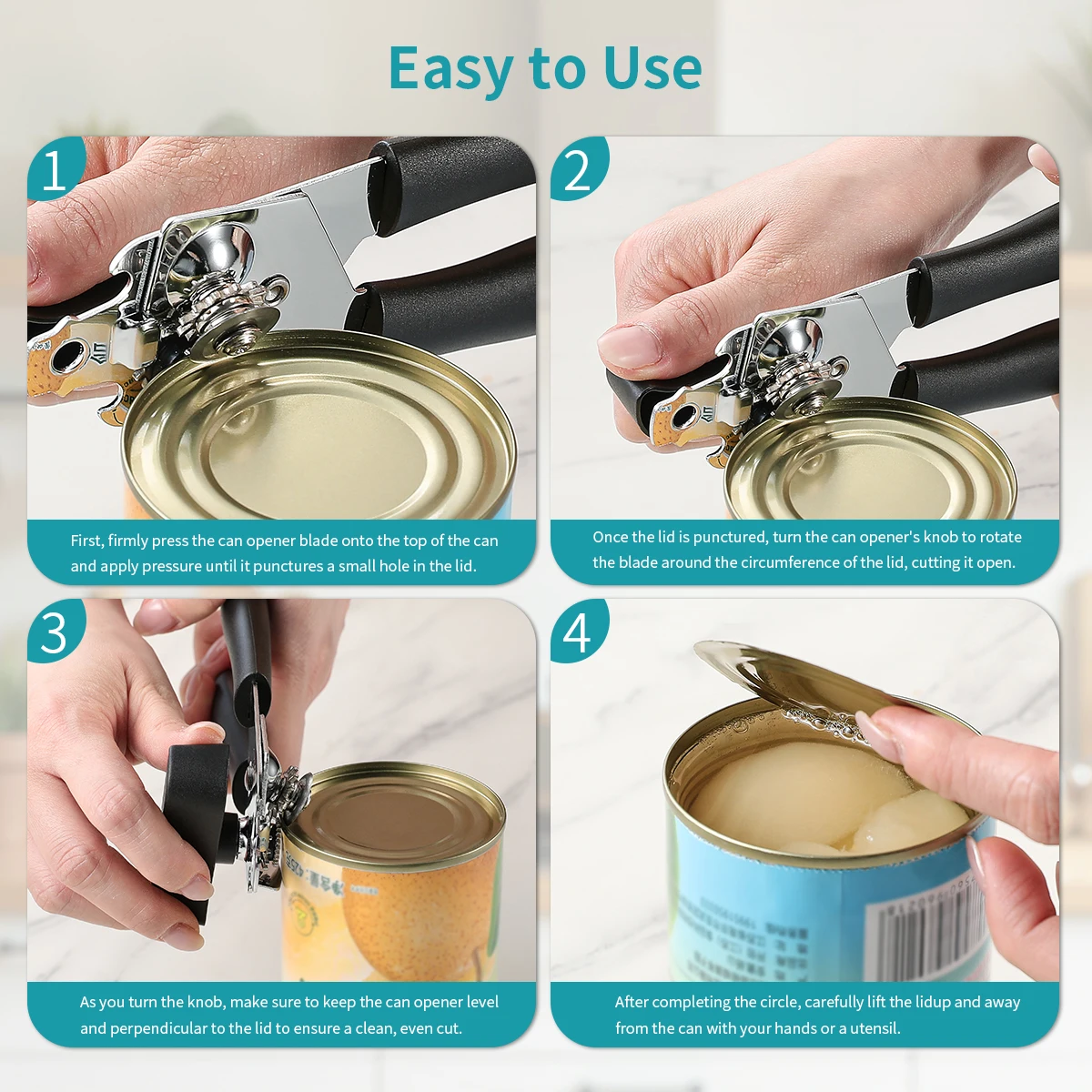 Manual Can Opener Stainless Steel Bottle Openers Professional Ergonomic Jars Tin Opener for Cans Kitchen Tools Accessories