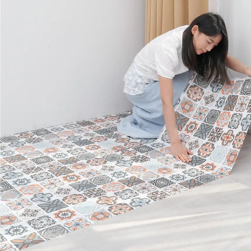 Tile 3D Waterproof Cabinet Wallpaper Home Decor Furniture Vinyl Wall Self Adhesive PVC Wallpaper Kitchen Cabinet Door Sticker
