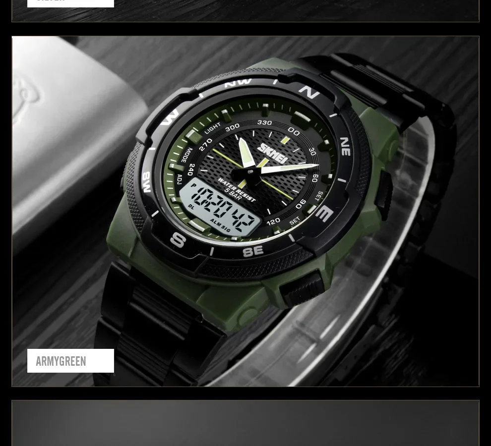 SKMEI 1370  Men Fashion Sport Quartz Clock Mens Watches Luxury Full Steel Business Waterproof Watch Relogio Masculino Watch