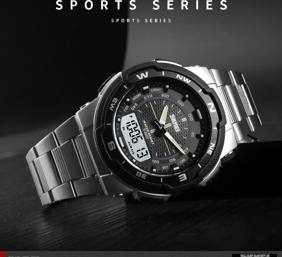 SKMEI 1370  Men Fashion Sport Quartz Clock Mens Watches Luxury Full Steel Business Waterproof Watch Relogio Masculino Watch