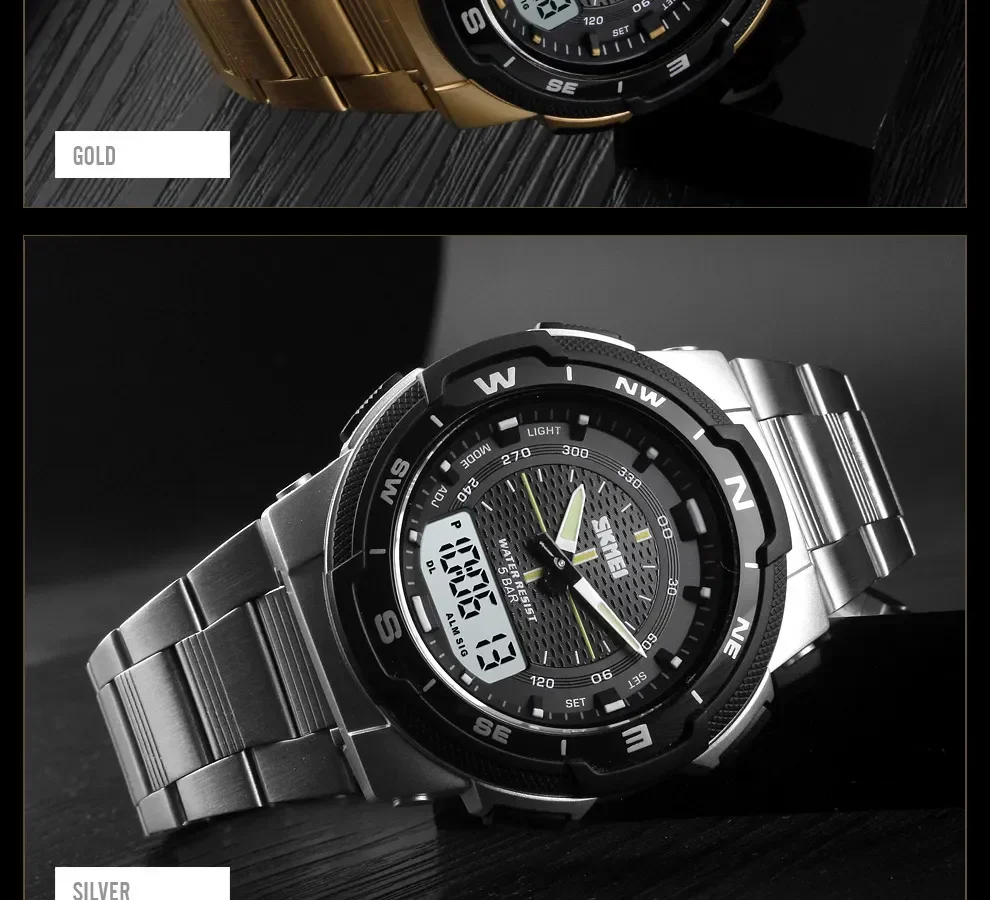 SKMEI 1370  Men Fashion Sport Quartz Clock Mens Watches Luxury Full Steel Business Waterproof Watch Relogio Masculino Watch