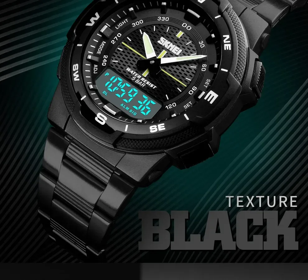 SKMEI 1370  Men Fashion Sport Quartz Clock Mens Watches Luxury Full Steel Business Waterproof Watch Relogio Masculino Watch