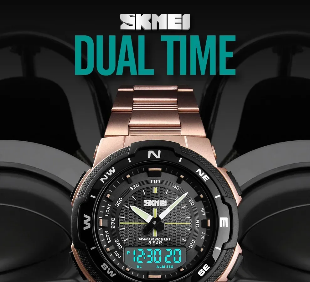 SKMEI 1370  Men Fashion Sport Quartz Clock Mens Watches Luxury Full Steel Business Waterproof Watch Relogio Masculino Watch