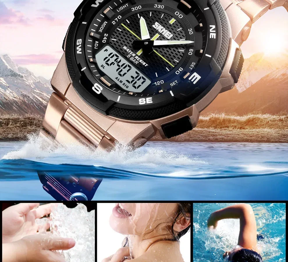 SKMEI 1370  Men Fashion Sport Quartz Clock Mens Watches Luxury Full Steel Business Waterproof Watch Relogio Masculino Watch