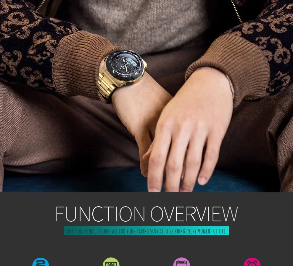 SKMEI 1370  Men Fashion Sport Quartz Clock Mens Watches Luxury Full Steel Business Waterproof Watch Relogio Masculino Watch