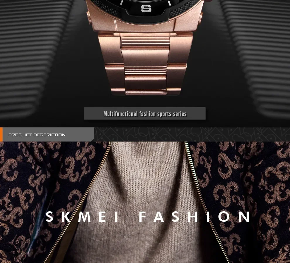 SKMEI 1370  Men Fashion Sport Quartz Clock Mens Watches Luxury Full Steel Business Waterproof Watch Relogio Masculino Watch