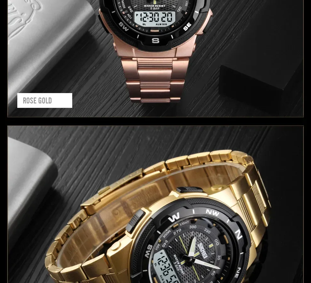 SKMEI 1370  Men Fashion Sport Quartz Clock Mens Watches Luxury Full Steel Business Waterproof Watch Relogio Masculino Watch