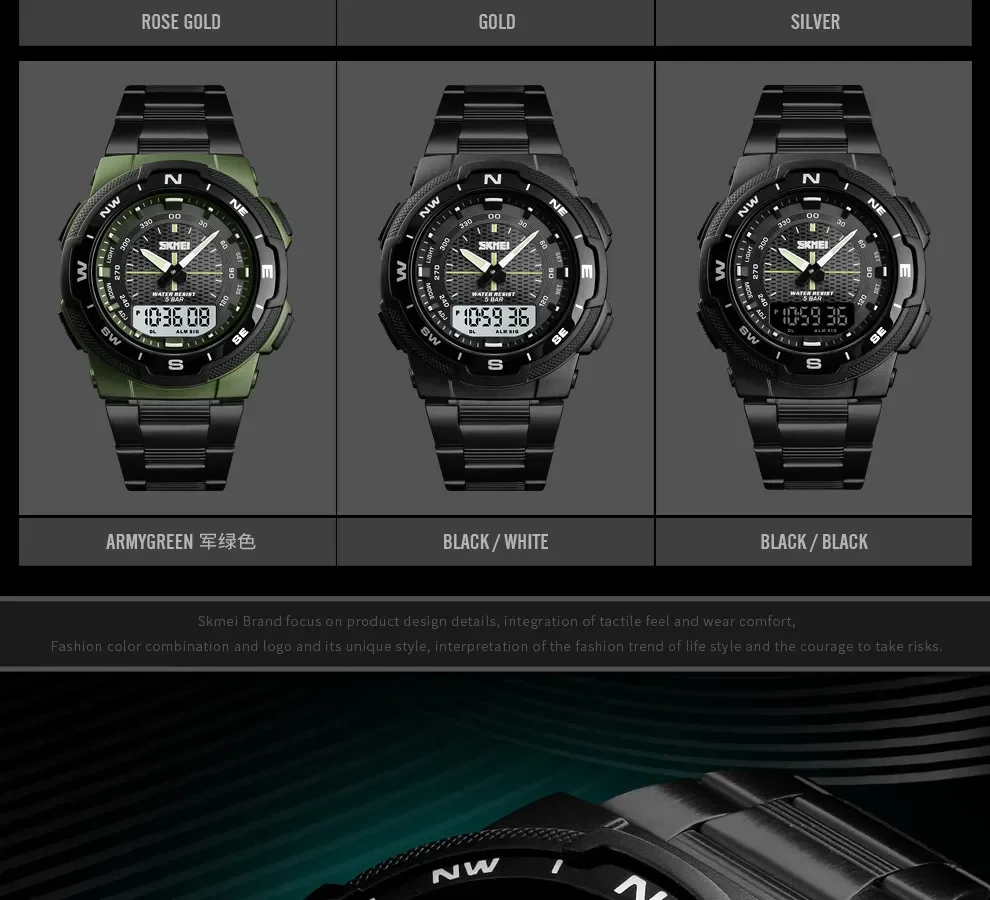 SKMEI 1370  Men Fashion Sport Quartz Clock Mens Watches Luxury Full Steel Business Waterproof Watch Relogio Masculino Watch