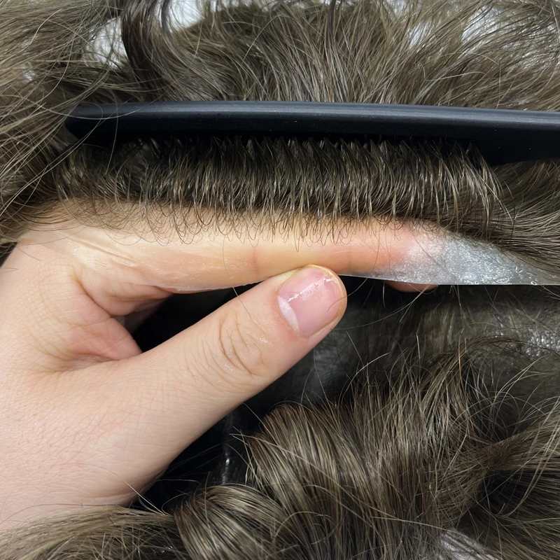 0.03mm Ultra-Thin Skin Invisible Wig Male Natural Hairline Men Capillary Prosthesis Men Toupee Human Hair System Unit Hairpiece