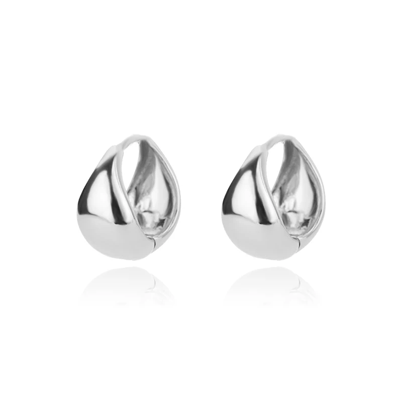 Chunky Flat Small Circle Hoop Earrings For Women Charm Sliver Color Stainless Steel Geometric Earrings Minimalist Jewelry
