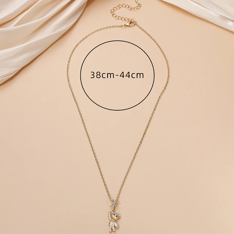 Obega Lovely Bear Necklaces for Women Cubic Zircon Inlaid Gold Color Neck Chain Female Necklaces Cute Jewelry Pendant