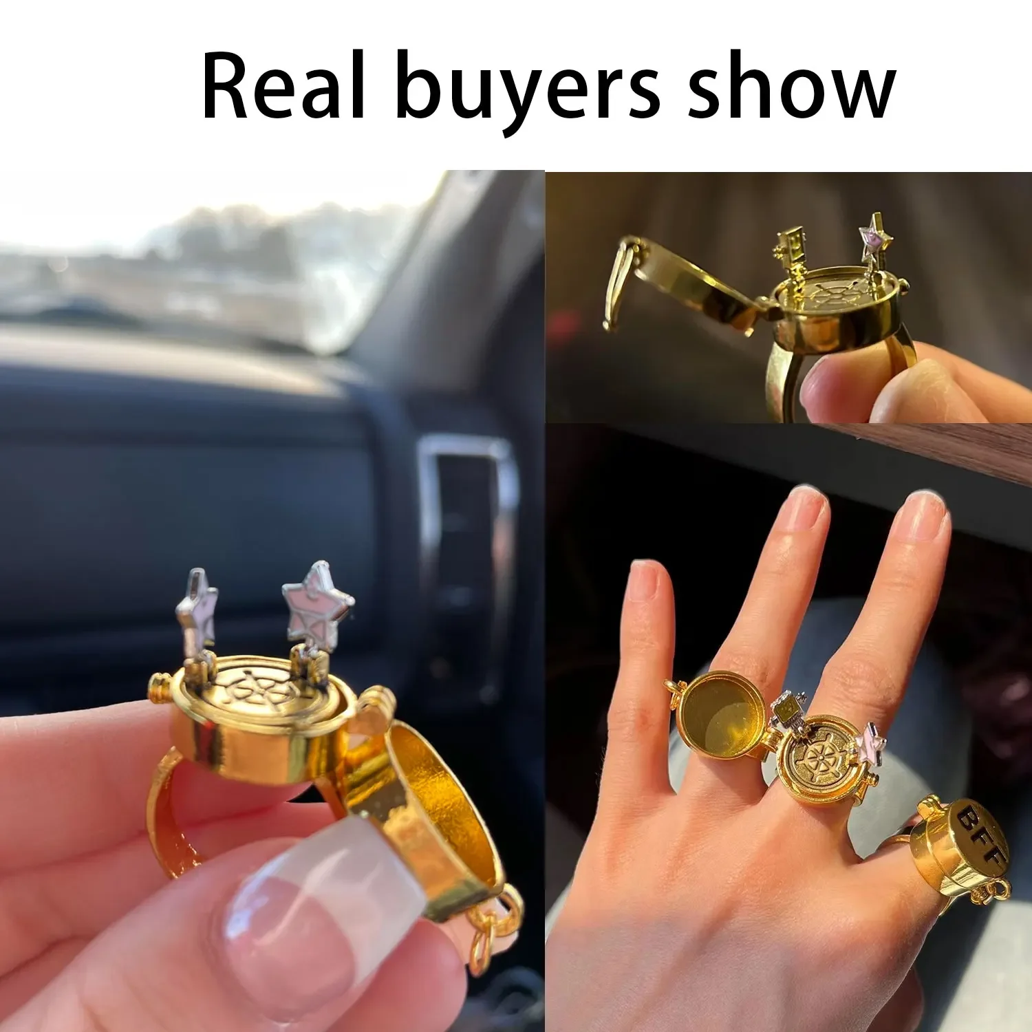 YILUOCD 2 Pcs Anime Couple Opening Adjustable Rings Forever Best Friend Spinner Ring Aesthetic Cartoon Bff Friendship Jewelry