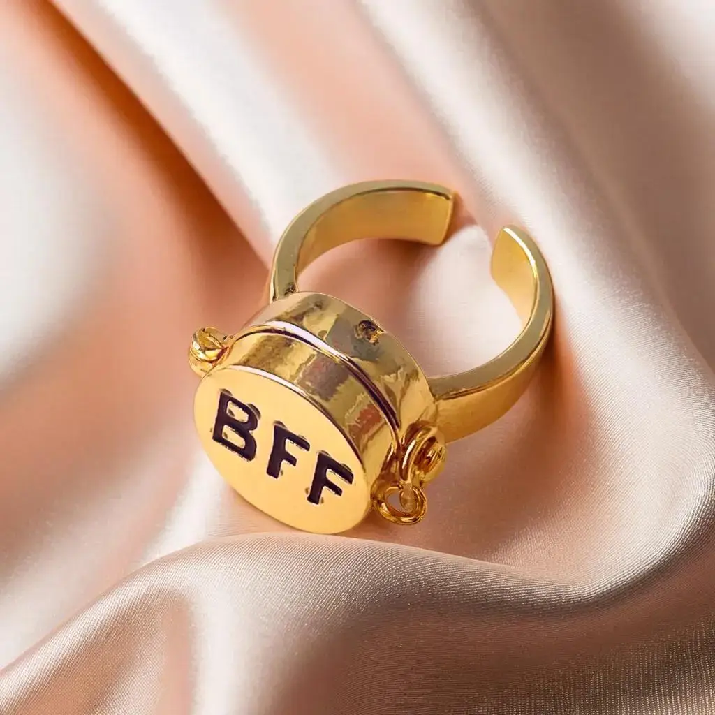 YILUOCD 2 Pcs Anime Couple Opening Adjustable Rings Forever Best Friend Spinner Ring Aesthetic Cartoon Bff Friendship Jewelry